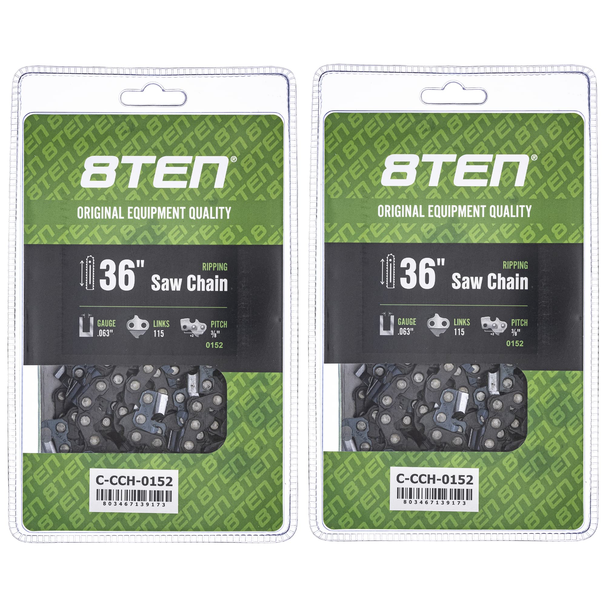 8TEN Ripping Chainsaw Chain 36 Inch .063 3/8 115DL for Poulan